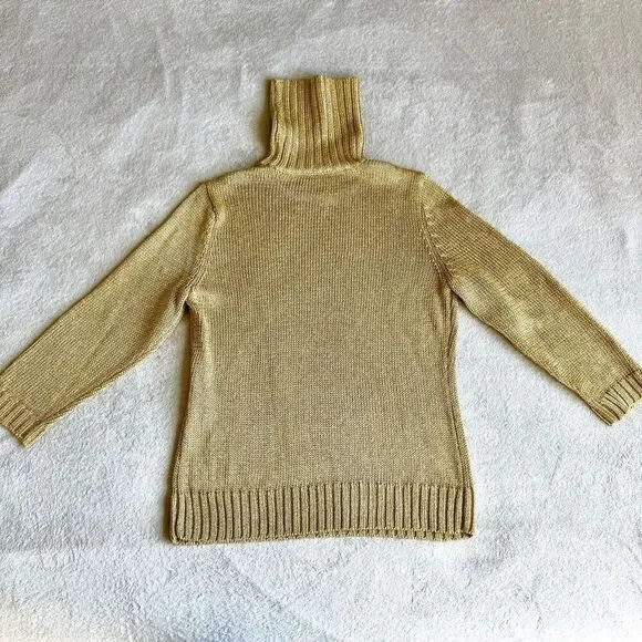 Lauren by Ralph Lauren Petites Gold Metallic Knit Turtleneck Sweater - Picture 13 of 13
